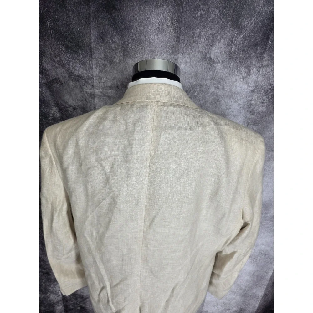 Alan Flusser Blazer Mens 44R Beige Herringbone Sports Coat‎ Jacket 2 Buttons *